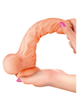 Gode réaliste veiné ventouse va-et-vient prépuce testicules billes mouvantes 20 cm - CC514106